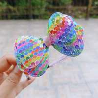 Coréen coloré mignon paillettes arc dentelle Quicksand bandeau bandeau de cheveux paillettes coiffure pour enfants couronne