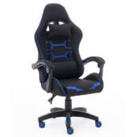 Chaise de jeu robuste pour e-sport avec revêtement en tissu et mécanisme d'inclinaison réglable, chaise d'ordinateur pour jeux vidéo