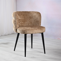 Chaise de salle à manger en velours élégante en gros avec quatre pieds métalliques stables pour mobilier de salle à manger d'appartement