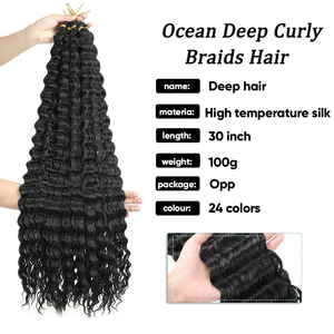 Cabello humano trenzado sintético al por mayor para trenzar cabello a granel <span class=keywords><strong>de</strong></span> onda profunda extensiones sin costuras extensiones <span class=keywords><strong>de</strong></span> paquete <span class=keywords><strong>de</strong></span> cabello - Product Image 2