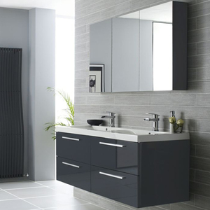 Juego de tocador de baño de lujo, tocador flotante de <span class=keywords><strong>35</strong></span> pulgadas, negro, con lavabo doble moderno - Product Image 5