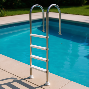 Échelle de piscine en acier inoxydable à 4 marches avec rampes pour piscine à bordure de 54 pouces - Product Image 2