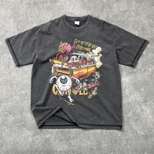 เสื้อยืดปักลายคุณภาพสูงสั่งทำขายส่ง ผ้าฝ้ายเปล่าสำหรับสกรีนลายโดยตรง ทนทาน สไตล์วินเทจสำหรับผู้ชาย - Product Image 1