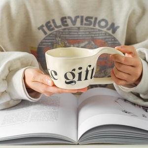 Nouveauté : Tasses en céramique créatives avec lettres anglaises, faites à la main, avec une grande poignée, personnalisées pour le café, le lait ou le thé, idéales pour un cadeau - Product Image 3