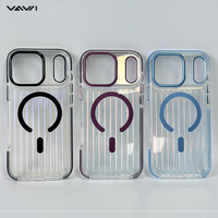 Coque de protection magnétique transparente ondulée en PC TPE VAWI B337 pour iPhone 17 18 Pro Max avec coussin d'air antichoc