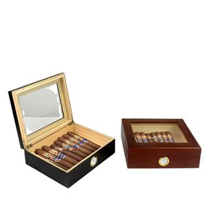 Caja de Cigarros Rectangular Moderna de Madera con Tapa, Ecológica, Portátil, con Humidificador de Temperatura Constante, Higrómetro y Cristal Transparente - Product Image 2