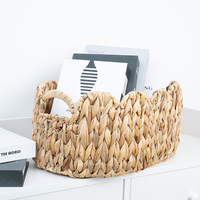 Panier de rangement festonné en jacinthe d'eau, nouveau style, avec poignées, pour l'organisation et la décoration, organisateur de garde-robe pour le salon
