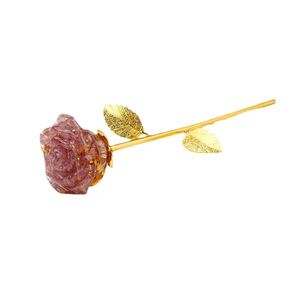 Natural Crystal Chip Dried Flower Rose <b>Ornament</b> - Handmade Resin Craft with Gold Stem, Romantic Wedding Decor & Valentine's Day - Product Image 5