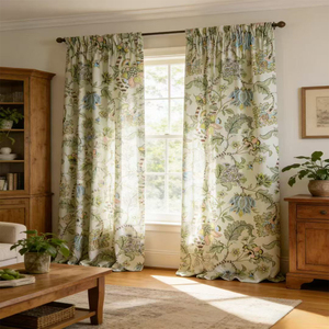 Rideaux Jacquard Floraux Personnalisés en Gros, Rideaux à Texture Lin, Traitements de Fenêtre Courbés, Textile de Maison Botanique Vintage - Product Image 6