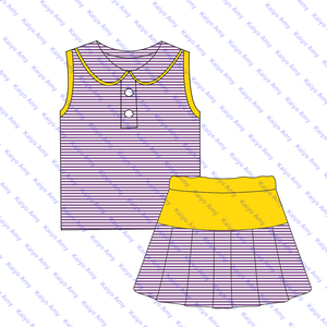 Set skort per bambine e bambine in maglia di cotone 95% con design personalizzato martedì gras primavera <span class=keywords><strong>abbigliamento</strong></span> per bambini completo gonna a due pezzi - Product Image 2