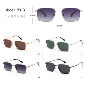 Unisex Rectangle <b>Sunglasses</b> Full Rim Metal Frame Light Weight Green Lens UV400 Protection for Adults - Product Image 3