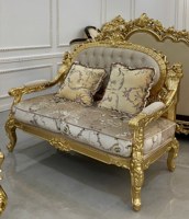 Fauteuil individuel turc Miranda, mobilier de luxe européen de style cour française, design sculpté en tissu, éponge haute densité, une place