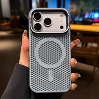 Coque en maille pour dissipation thermique cellulaire pour iPhone 17 PROMAX, Housse magnétique douce pour la peau, Protection anti-chute style Apple 16 pour iPhone 15
