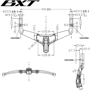 BXT 碳纤维车把 三铁三项 计时赛 碳纤维自行车加长 TT 车把 适用于空气动力车把 固定齿轮/公路自行车 - Product Image 3