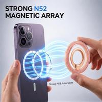 Support magnétique pour téléphone Glitter N52, anneau de maintien rose doré, support pliable rotatif à 360° avec adaptateur