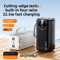 PORPIU haute qualité Portable 60000mah batterie externe intégré LED affichage numérique PD 22.5W Charge rapide pour l'extérieur