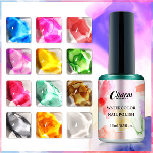 ยาทาเล็บเจลยูวีแบบญี่ปุ่น 12 สี ไล่เฉดสีแบบสีน้ำ ลายหินอ่อน ลายหมึกเหลว ลายควัน ใช้กับหลอดไฟ LED ขนาด 15 มล. - Product Image 1