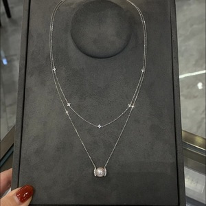 Collar de Plata de Ley S925 con Diamante de Agua en Forma de Gota de Agua Azul Marino Brillante para Mujer, Estilo Fresco y Moderno - Product Image 1