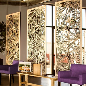 OEM Bulk Gold Aluminum Curtain Wall Artistic <strong>Decorative</strong> Panel Hollow Out Architectural Metal <strong>Screen</strong> for Hotel Renovation Project - Product Image 1