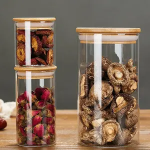 Herb galletas conjunto de recipiente de grado de alimentos de almacenamiento café galletas dulces hermético cilindro de vidrio tarro