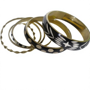 Ensembles de bracelets en laiton plaqué or faits à la main, multicolores, géométriques, bohèmes, élégants, bijoux pour femmes - Product Image 2