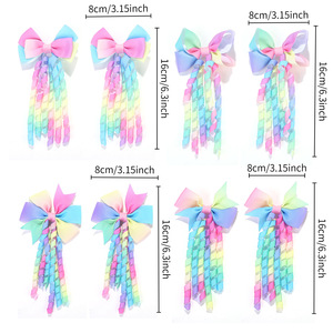 Elastici per capelli per bambine <span class=keywords><strong>con</strong></span> graziosi motivi a cartoni animati, decorazioni a fiocco arrotolato e design a costine - Product Image 3
