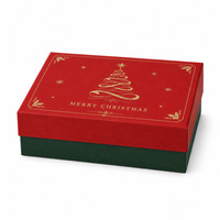 Boîtes cadeaux rigides de Noël personnalisées haut de gamme écologiques avec couvercle amovible, impression dorée en relief, cadre photo, cadeau de fêtes