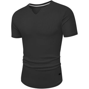 2025 Men's 280g Fitness T-Shirt Muscle Slim V-Neck Longline Henley Gym Workout Athletic Ribbed <b>Tee</b> Shirts - Product Image 2