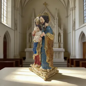 Statue de la Sainte Famille en résine personnalisée en gros, figurine de Marie et de Jésus en polyrésine pour articles religieux catholiques, fournisseur pour églises - Product Image 2