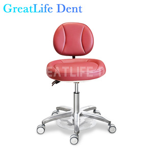 Silla de Asistente Dental Greatlife Dent, Silla de Cuero Móvil con Respaldo, Altura Ajustable Hidráulicamente, para <span class=keywords><strong>Consultorio</strong></span> - Product Image 2
