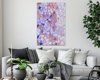 Moderno Simple Original Flora Bloom colorido violeta naranja pintado a mano textura gruesa aceite abstracto sala de estar pared arte