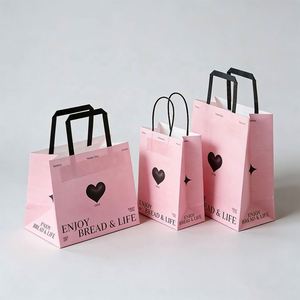 Bolsas de Papel Kraft Ecológicas para Llevar Comida Rápida, con Asas Planas y Personalizadas, para Panadería, Pastelería y Pan - Product Image 2