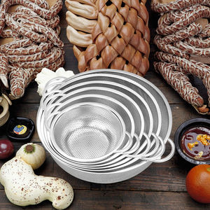 耐用圆孔双手柄不锈钢厨房漏勺洗碗机安全烤箱安全高效食品级过滤器 - Product Image 4