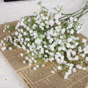 Qihao-flores artificiales de Gypsophila para decoración del hogar y jardín, centro de mesa para boda, color blanco