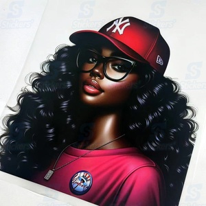 Kadın hazır basın ısı transferi vinil PET Sticker karikatür tasarım yıkanabilir yumuşak ekran baskı ısı Transfer baskı - Product Image 2
