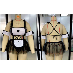 Kadınlar seksi iç çamaşırı artı boyutu hollow backless nakış dantel örgü kısa elbise çünkü hizmetçi üniforma SH2261 - Product Image 6