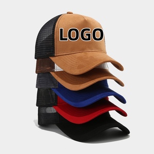 Trucker Mũ Chất Lượng Cao Trống 5 Máy Bay Snapback Cap Da Vá Đồng Bằng Lưới Trucker Hat Cho Nam Giới - Product Image 1