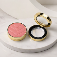 Boîte à maquillage magnétique ronde vide de 6 g, boîte cosmétique de luxe en cuir texturé rose pour fard à joues, fard à paupières et poudre, emballage personnalisé