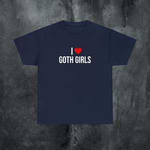 Camiseta I Love Goth Girls, color azul oscuro, unisex, talla mediana para adultos, camiseta divertida para regalo - Product Image 1