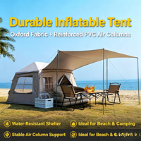 Tente de camping gonflable automatique portable 5,72 m² style maison de luxe, tente pneumatique 3000 mm en tissu Oxford imperméable pour glamping familial