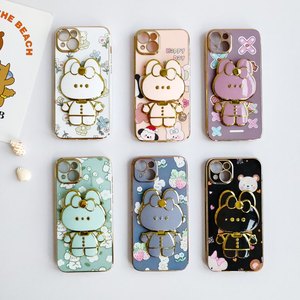 Miagon Pelosa Artificiale Peluche Custodia per Oppo A52/A92/A72,Carina Cover Protettiva Soffice Animali per Ragazze Soft Pelliccia con Cuore Pendente,Grigio
