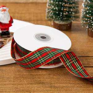 Ruban imprimé de Noël multi-motifs et multi-tailles pour la fabrication de nœuds cadeaux et l'ornement des arbres de Noël, 25 yards/rouleau - Product Image 5