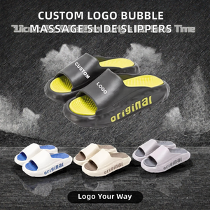 Custom Logo Summer Waterproof Men's EVA Detachable Bubble Massage Platform <b>Indoor</b> Sport <b>Slides</b> - Product Image 2