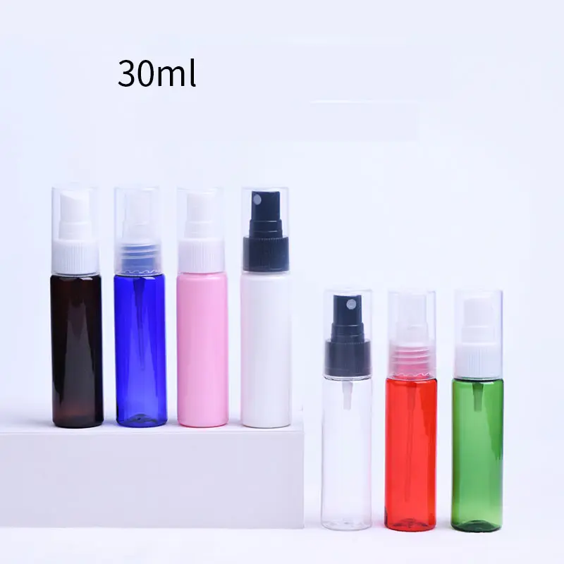 30ml flat shoulder PET bottle with full cover mist perfume sprayer