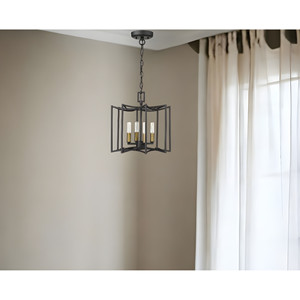 HMS Rhian 4-Light pendente di cristallo moderno Design luce bianca calda per ristorante interno Hotel Villa AC fonte di alimentazione nero opaco - Product Image 2