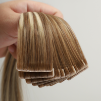 Extensions de cheveux naturels à bandes adhésives invisibles, Remy vierges double drawn, blondes, couleur personnalisée, vente en gros