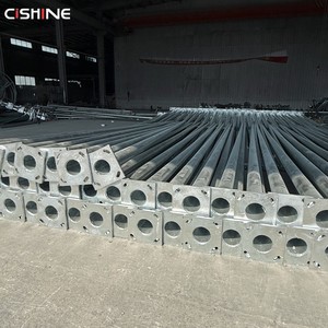 Cishine 20ft 25ft 30ft 35ft 40ft 6m 8m 10m Galvanized <strong>Solar</strong> Conical Octagonal Street <strong>Light</strong> Poles Tapered Lamp <strong>Post</strong> for Highway - Product Image 5