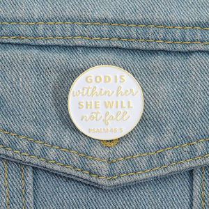 Tanrı onun emaye Pin içinde Psalm 465 Verse broş hıristiyan İnanç rozeti hediye takı toptan kaynağı - Product Image 1