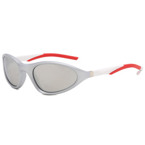 Lunettes de soleil sport ovales, monture noire, verres polarisés bleus, protection UV400, utilisation en extérieur, cyclisme - Product Image 3