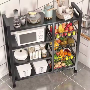 Estante organizador de metal <span class=keywords><strong>para</strong></span> cocina, plegable, <span class=keywords><strong>para</strong></span> microondas, frutas y verduras, venta al por mayor de fábrica - Product Image 4